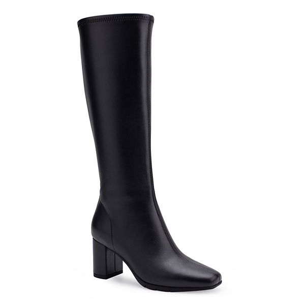 Aerosoles Micah Women's Leather Knee High Boots - Black (6 WIDE)