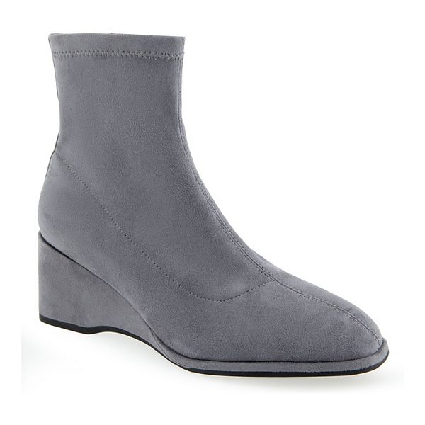 Aerosoles Anouk Women's Wedge Ankle Boots - Gray Faux Suede (8)