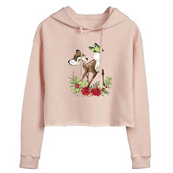 Disney's Bambi Juniors' Botanical Butterfly Cropped Hoodie