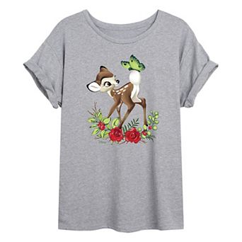 Disney's Bambi Juniors Botanical Butterfly Oversized Tee