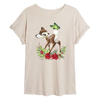Disney's Bambi Juniors Botanical Butterfly Oversized Tee
