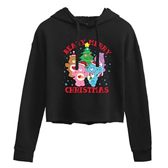 Juniors' Care Bears Beary Merry Christmas Cropped Hoodie
