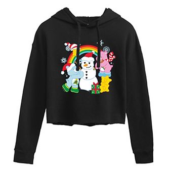 Juniors' Care Bears Snowman Cropped Hoodie