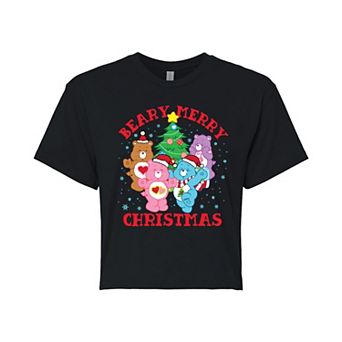 Juniors' Care Bears Beary Merry Christmas Cropped Tee