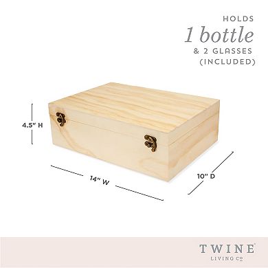 Twine Celebrate Wood Champagne Box with Set of Flutes