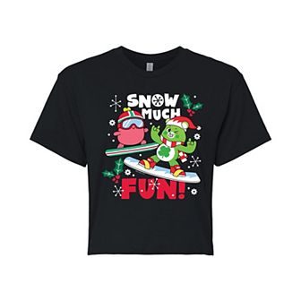 Juniors' Care Bears Unlock The Magic Snow Fun Cropped Tee