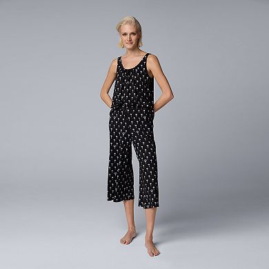 Women's Simply Vera Vera Wang Cozy Tank Top & Culotte Pants Pajama Set