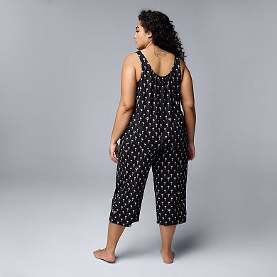 Plus Size Simply Vera Vera Wang Cozy Scoopneck Tank Top & Culotte Pants Pajama Set