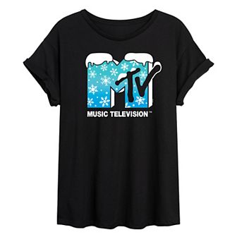 Juniors' MTV Snowflakes Oversized Tee
