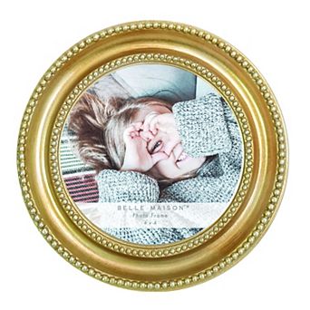 Belle Maison 4" x 4" Gold Bead Detail Round Table Top Frame