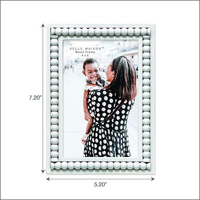 Belle Maison Distressed White Wood Beaded Table Top Frame