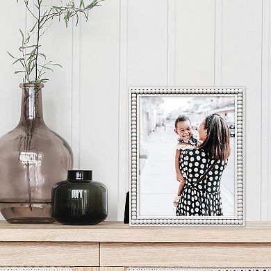 Belle Maison Distressed White Wood Beaded Table Top Frame