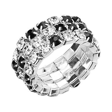Vieste Silver Tone Simulated Crystal Stretch Ring