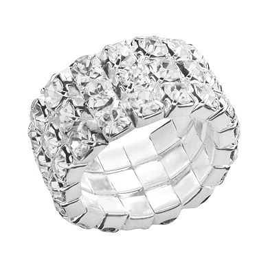 Vieste Silver Tone Simulated Crystal Stretch Ring