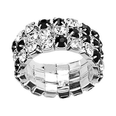 Vieste Silver Tone Simulated Crystal Stretch Ring