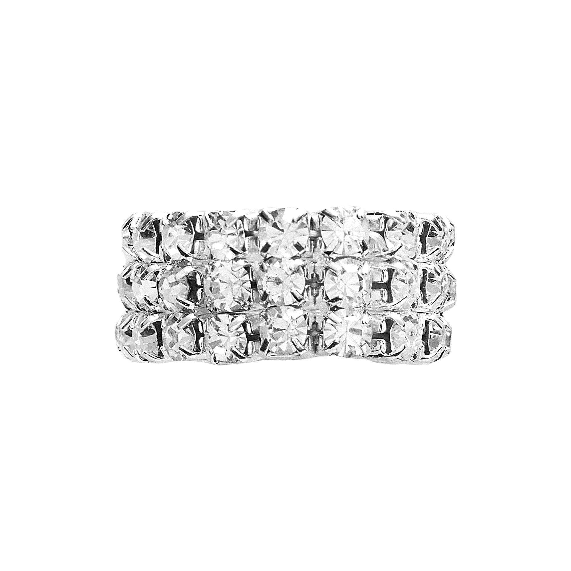 Vieste Silver Tone Simulated Crystal Stretch Ring, Womens, Clear