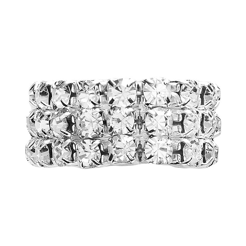 Vieste Silver Tone Simulated Crystal Stretch Ring, Womens, White