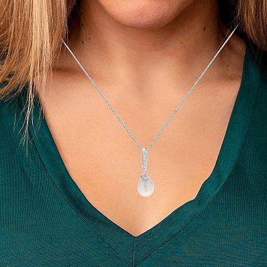 PearLustre by Imperial Sterling Silver Freshwater Cultured Pearl & White Topaz Pendant Necklace & Drop Earrings Set