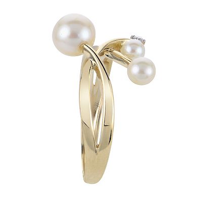 PearLustre by Imperial 14k Gold Freshwater Cultured Pearl & Diamond Accent Crossover Ring