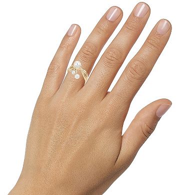PearLustre by Imperial 14k Gold Freshwater Cultured Pearl & Diamond Accent Crossover Ring