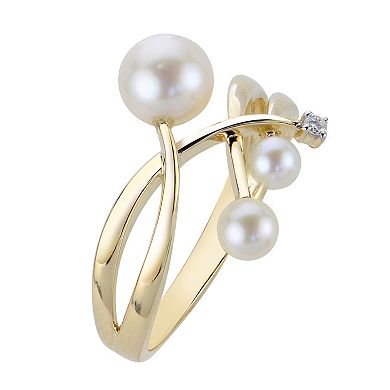 PearLustre by Imperial 14k Gold Freshwater Cultured Pearl & Diamond Accent Crossover Ring