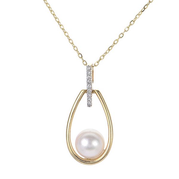 PearLustre by Imperial 14k Gold Akoya Cultured Pearl & Diamond Accent ...