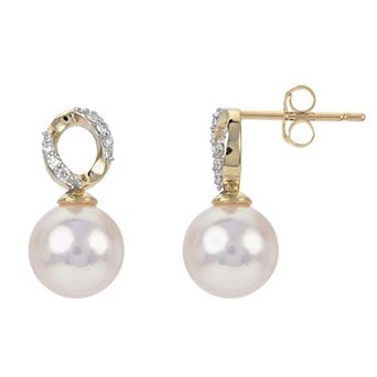 PearLustre by Imperial 14k Gold Akoya Cultured Pearl & Diamond Accent Drop Earrings