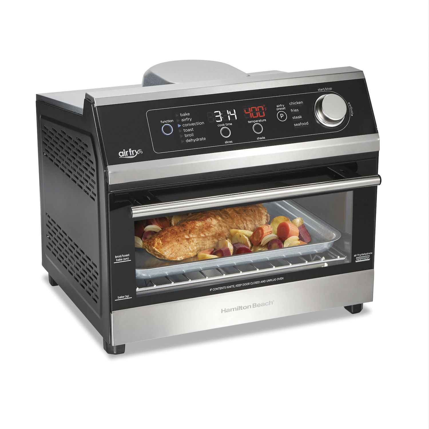 HOMCOM Air Fryer Toaster Oven, 21QT 8-In-1 Convection Oven Countertop,  Broil, Toast, Dehydrator, Thaw and Air Fry, Accessories Included, 1800W,  Stainless Steel Finish