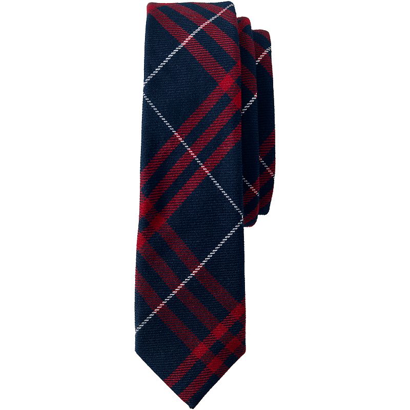 Kids Lands' End School Uniform Pre Tied Tie, Size: Medium (8), Blue Large Plaid