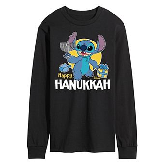 Disney's Lilo & Stitch Men's Happy Hanukkah Stitch Long Sleeve Graphic Tee