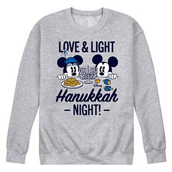 Disney's Mickey & Minnie Mouse Men's Love And Light Hanukkah Night Fleece Sweatshirt