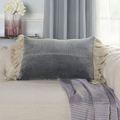 Mina Victory Life Styles Stitch Velvet Frills Throw Pillow - 14" x 22"