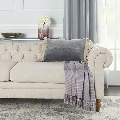 Mina Victory Life Styles Stitch Velvet Frills Throw Pillow - 14" x 22"