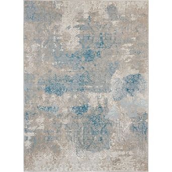 Nourison Karma Ivory Light Blue Vintage Indoor Rug