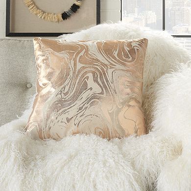 Mina Victory Luminecence Metallic Marble Rose Gold Pillow