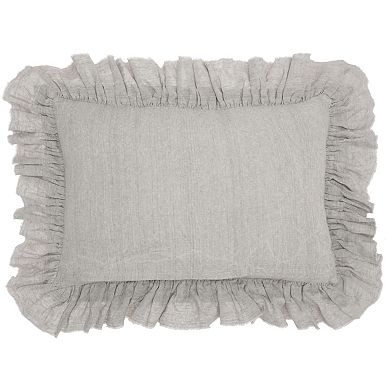 Mina Victory Life Styles Linen Frilled Border Throw Pillow - 16" x 24"