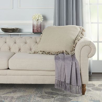 Mina Victory Life Styles Linen Frilled Border Throw Pillow - 24"x24"