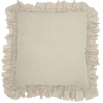Mina Victory Life Styles Linen Frilled Border Throw Pillow - 16" x 24"