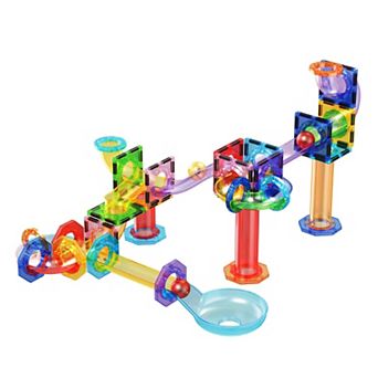 PicassoTiles 60 pc STEM Toy, Marble Run, Magnet Tile Building Blocks for Kids Age 3 & Up, PTG60