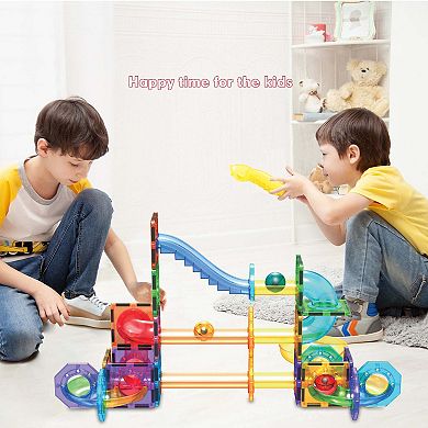 PicassoTiles 60 Piece STEM Toy, Marble Run, Magnet Tile Building Blocks for Kids Age 3 & Up, PTG60