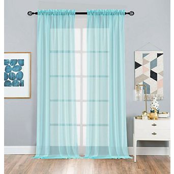 Kate Aurora 2 Pack Basic Home Rod Pocket Sheer Voile Window Curtains