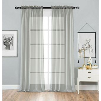 Kate Aurora 2 Pack Basic Home Rod Pocket Sheer Voile Window Curtains