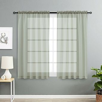 Kate Aurora 2 Pack Basic Home Rod Pocket Sheer Voile Window Curtains