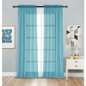 Kate Aurora 2 Pack Basic Home Rod Pocket Sheer Voile Window Curtains