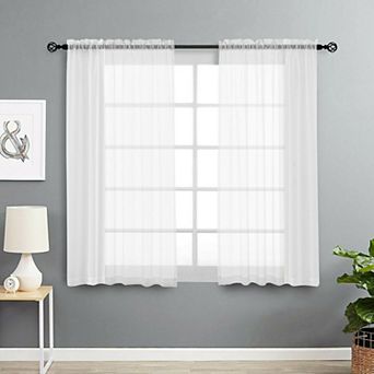 Kate Aurora 2 Pack Basic Home Rod Pocket Sheer Voile Window Curtains