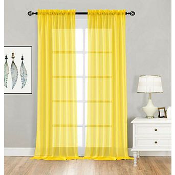 Kate Aurora 2 Pack Basic Home Rod Pocket Sheer Voile Window Curtains