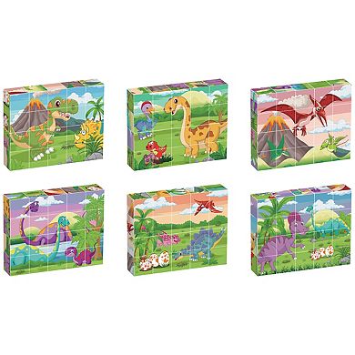 PicassoTiles 1" Magnetic Cube Puzzle Block Dinosaur Set