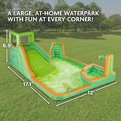 Sunny & Fun Inflatable Water Slide & Blow up Pool, Kids Water Park for Backyard