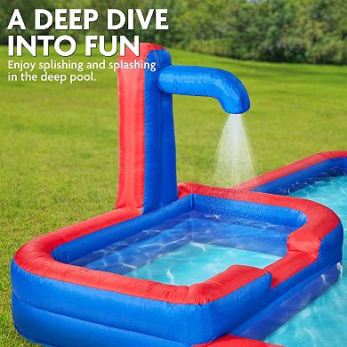 Sunny & Fun Inflatable Water Slide & Blow up Pool, Child Water Park for Child - Blue