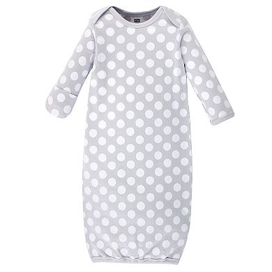 Infant Cotton Long-Sleeve Gowns 4pk, Gray Elephant